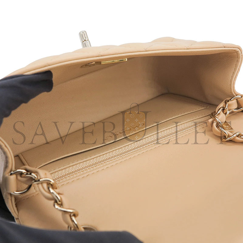 Ch**el master beige lambskin mini rectangular flap bag (20*12*6cm)